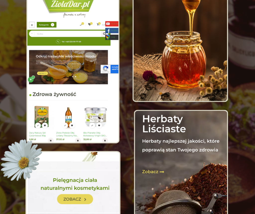 Sklep Internetowy Zioładar. Mockup. Sklepy i Strony Internetowe na WordPress.