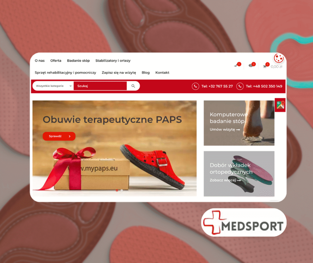 Sklep Internetowy Medsport. PageConcept. Portfolio.